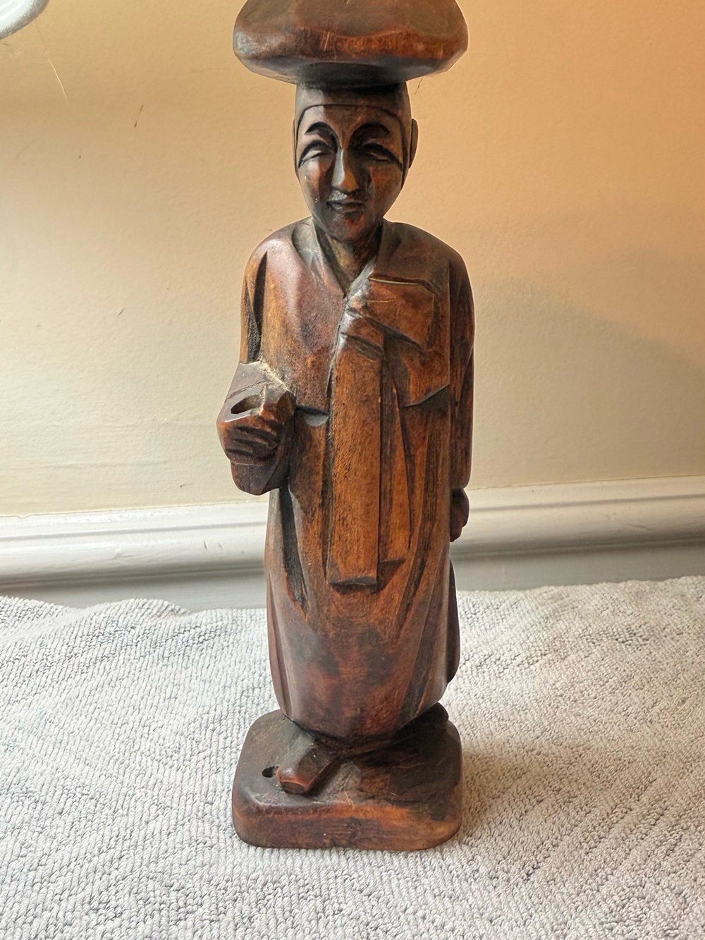 Hand-Carved Wooden Figurine - Rustic Brown Home Art